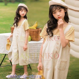 子供服 セットアップ 夏 韓国子供服 女の子 ジュニア キッズ 上下セット 2点セット 半袖 Tシャツ デニムパンツ サロペット 可愛い おしゃ