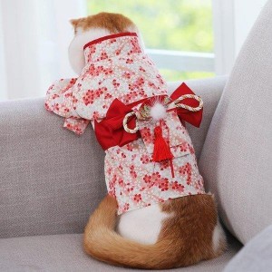 犬の服 猫の服 桜 和服 春夏 お嬢様オシャレ 花柄 両足 前開き ペット服 ペット用品 コスチューム ペットグッズ