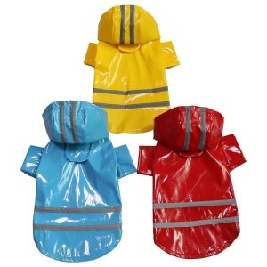 犬用レインコート 雨具 ドッグウェア ペット服 レインウェア フード付き 袖付き 通気 軽量 反射テープ付き 雨具 カッパ PU 着脱簡単 洋服
