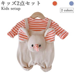 オーバーオール Tシャツ セット ベビー キッズ 男の子 女の子 サロペット 春 夏 重ね着 コットン レイヤード 可愛い オールインワン 子供