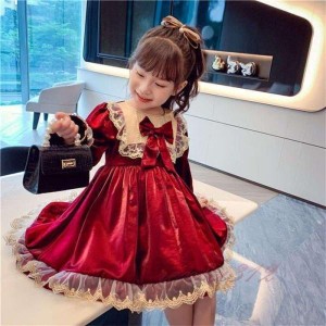 ロリータワンピース キッズ 長袖 子供服 女の子 秋冬 キッズワンピース 子供ドレス 結婚式 ジュニア