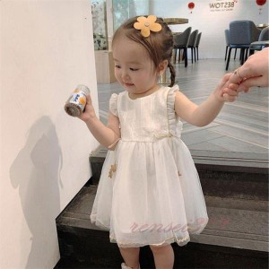 ベビードレス 子供服 ワンピース 袖なし 春夏秋 女の子 キッズワンピース レースワンピース チュニック 子供ドレス ホワイトワンピース