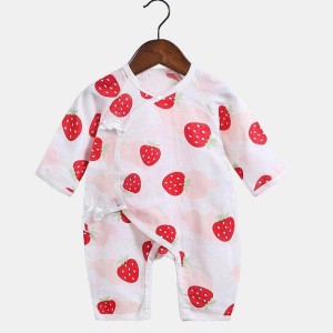 ロンパース ベビー 新生児 赤ちゃん 女の子 男の子 長袖 肌着 動物 アニマル 自然 花 イチゴ 前開き インナーウェア かわいい おしゃれ