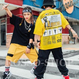 キッズ ダンス衣装 tシャツ トップス パンツ ヒップホップ セットアップ HIPHOP 男の子 女の子 子供服 ズボン ジャズダンス チアガール 