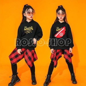 キッズ ダンス衣装 ヒップホップ セットアップ ダンス衣装 韓国 長袖 トップス パンツ HIPHOP 女の子 ジャズダンス ステージ衣装 練習着 