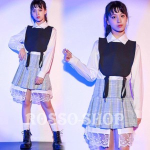 キッズダンス衣装 セットアップ 韓国子供服 ヒップホップ 女の子 HIPHOP ステージ衣装 セットアップ へそ出し おしゃれ 卒業式 応援団 演