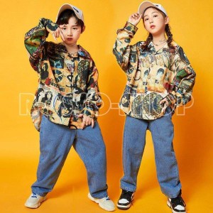 キッズ ダンス衣装 HIPHOP 男の子 女の子 韓国 子供服 ジャズ ヒップホップ ダンス衣装 シャツ パンツ ステージ衣装 応援団 練習着