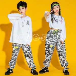 ダンス衣装 キッズ HIPHOP ステージ衣装 男の子 女の子 ガールズ ヒップホップ 子供用 ジャズダンス 韓国 ダンスパンツ 子供服 長袖 応援