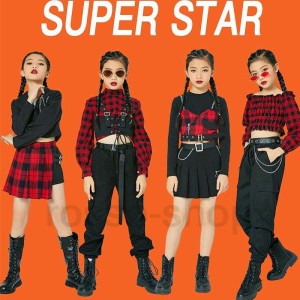 キッズ ダンス衣装 ガールズ ヒップホップ セットアップ  ジャズダンス 韓国 チアガール 応援団 チア ステージ衣装 へそ出し 練習着