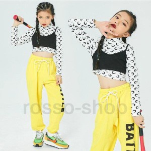 ダンス衣装 キッズ ヒップホップ セットアップ ガールズ ジャズダンス HIPHOP 韓国 チアガール 応援団 チア ステージ衣装 へそ出し 練習