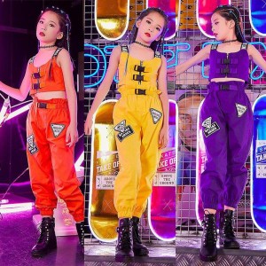 女の子 キッズダンス衣装 ヒップホップ セットアップ タンクトップパンツ チアガール HIPHOP キッズ 子供 ステージ衣装 練習着　応援団