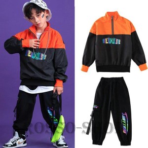 ダンス衣装 キッズ パーカー 男の子 韓国 ヒップホップ HIPHOP 子供 トップス パンツ へそ出し 練習着 発表会 演出服 人気