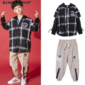 キッズ ダンス衣装 ヒップホップ HIPHOP 長袖 トップス Tシャツ ジャケット パンツ ズボン 女の子 男の子 子供服 ステージ衣装 練習着 演