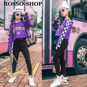 キッズ ダンス衣装 ヒップホップ HIPHOP 長袖 トップス タンクトップ ジャケット パンツ ズボン 女の子 子供服 ステージ衣装 練習着 演出