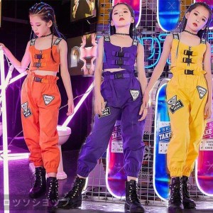 キッズ ダンス衣装  セットアップ ヒップホップ 2点セット HIPHOP タンクトップ サルエルパンツ ズボン 子供 女の子 ステージ衣装 練習着