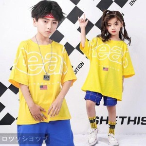 ダンス Tシャツ フリーツ 男の子 キッズ ダンス衣装 ヒップホップ ジャズダンス チア チアガール HIPHOP 女の子 ステージ衣装 演出服 応