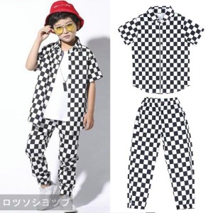 子供 HIPHOP ダンス 衣装 キッズ チェック柄 上下セットアップ ジャケットｔシャツサルエルパンツ 長ズボン ジャズ ダンス 衣装 キッズ 