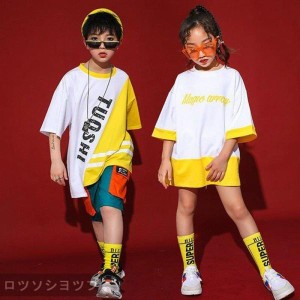 キッズダンス衣装 男の子 女の子 ヒップホップ キッズ服 子供服 子供ダンス HIPHOP 半袖Ｔシャツ ショートパンツ スポーツ ステージ衣装