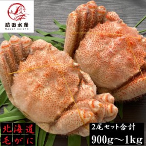 【お中元】北海道産 毛蟹 2尾セット（合計約900g～1kg分） 付け足 1尾450g前後サイズ ボイル済み 冷凍 天然無添加 毛ガニ の通販