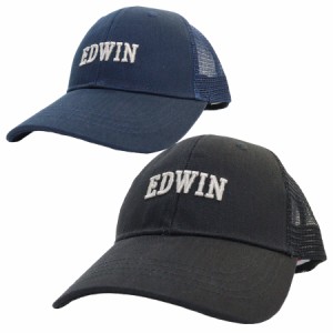 エドウィン EDWIN メッシュキャップ 6方 ロゴ刺繍 ヘリンボン サイズ調節可能 exas
