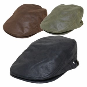 帽子 メンズ 大きいサイズ ハンチング ハンチング帽 61cm対応 ポリエステル合皮 サイドベルト サイズ調節可能 全国送料無料 ネコポス発送