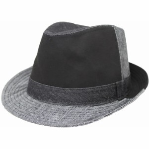 大きいサイズ 帽子 メンズ 中折れハット 65cm対応 サイズ調節ベルト付き クレイジーデニムハイバック 中折れ帽 exas