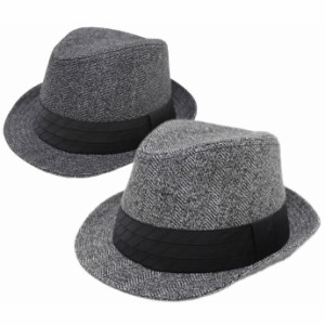 大きいサイズ 帽子 メンズ 中折れハット 秋冬 サイズ調節可能 61cm対応 ジャガードハイバック