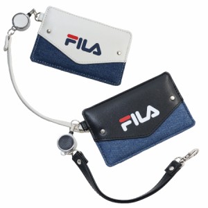 フィラ 定期入れ パスケース カードケース FILA デニムレター柄 リール付きストラップ 全国送料無料 メール便発送限定 exas