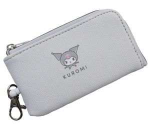 サンリオ クロミ パスケース 定期入れ キーケース カードケース sanrio KUROMI リール付きキーリング付き グレー 全国送料無料 メール便