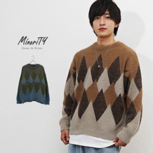 【★】 MinoriTY Select アーガイル柄シャギーニット