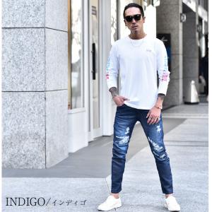 パンツ メンズ スウェットデニム 春新作 ストレッチ ダメージ ジーンズ