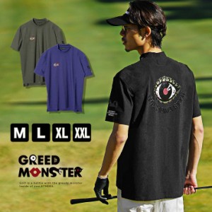 ゴルフウェア メンズ Tシャツ 半袖 バックロゴ 半袖Tシャツ メンズ ブランド モックネック ゴルフ ウェア モックネックシャツ メンズ XL 