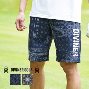 【DIVINER GOLF】 ゴルフウェア メンズ パンツ 夏用 ゴルフ ハーフパンツ メンズ スポーツ ゴルフ ショートパンツ メンズ 膝上 ペイズリ