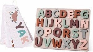 ENBOU パズル シリコン 1枚セット 積み木 知育玩具 アルファベット 英語 学習 はめこみ 教育おもちゃ モンテッソーリおもちゃ 形合わせ 