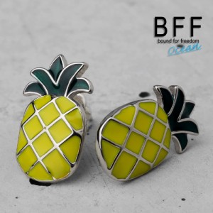 BFF ブランド ピアス メンズ シルバー925 silver 銀色 スタッドピアス パイナップル 両耳用2点 金属アレルギー対応 専用BOX付属 父の日