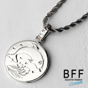 BFF ブランド コインネックレス シルバー 銀色 silver ドルフィン イルカ ペア ハワイアンジュエリー ロープチェーン 彫金 手彫り 専用BO