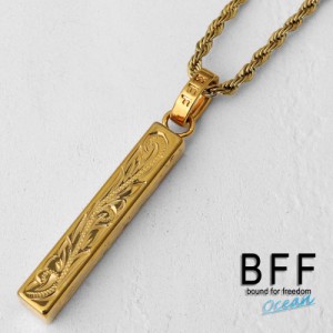 BFF ブランド スティックネックレス ゴールド 18K GP gold 金色 Sサイズ プルメリア シンプル ハワイアンジュエリー ロープチェーン 彫金