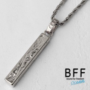 BFF ブランド スティックネックレス シルバー 銀色 silver Sサイズ プルメリア シンプル ハワイアンジュエリー ロープチェーン 彫金 手彫