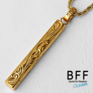 BFF ブランド スティックネックレス ゴールド 18K GP gold 金色 Lサイズ プルメリア シンプル ハワイアンジュエリー ロープチェーン 彫金