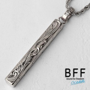 BFF ブランド スティックネックレス シルバー 銀色 silver Lサイズ プルメリア シンプル ハワイアンジュエリー ロープチェーン 彫金 手彫