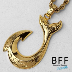 BFF ブランド フィッシュフックネックレス ゴールド 18K GP gold 金色 マイレ スクロール 釣り針 ハワイアンジュエリー ロープチェーン 