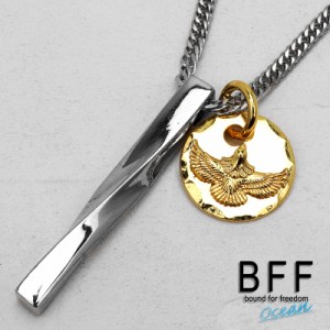 BFF ブランド スクロールネックレス ダブル喜平 6面カット イーグル メタル ステンレスチェーン ゴールド 18K GP gold 金色 シルバー 銀