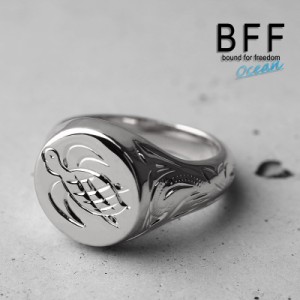 BFF ブランド タートル 印台リング スモール 小ぶり シルバー 18K 銀色 丸型 サークル スタンプリング シグネットリング ハワイ ハワイア