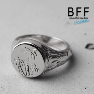 BFF ブランド パームツリー 印台リング スモール 小ぶり シルバー 18K 銀色 丸型 サークル スタンプリング シグネットリング ハワイ ハワ