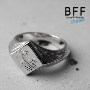 BFF ブランド パームツリー 印台リング スモール 小ぶり シルバー 18K 銀色 菱形 ダイヤ型 スタンプリング シグネットリング ハワイ ハワ