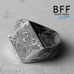 BFF ブランド プルメリア 印台リング ラージ ごつめ シルバー 18K 銀色 菱形 ダイヤ型 スタンプリング シグネットリング ハワイ ハワイア