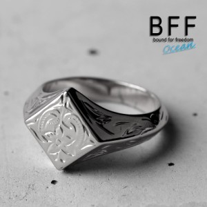 BFF ブランド プルメリア 印台リング スモール 小ぶり シルバー 18K 銀色 菱形 ダイヤ型 スタンプリング シグネットリング ハワイ ハワイ