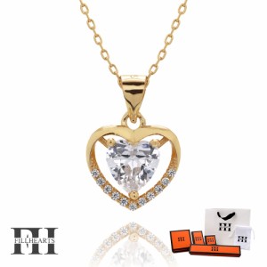 FILL HEARTS ネックレス レディース 女性 大人 ゴールド シルバー アクセサリー Heart in Heart ハート ジルコニア 金属アレルギー対応 