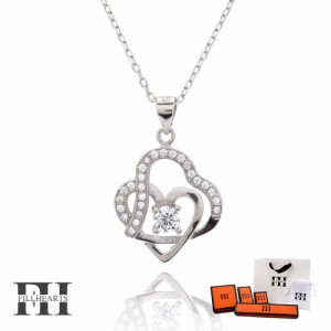 FILL HEARTS ネックレス レディース 女性 大人 ゴールド シルバー アクセサリー Twin Heart ハート ツイン 双子 ジルコニア 金属アレルギ