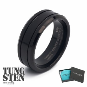 タングステン ライン リング ブラック メンズ 指輪 黒 メタリック シンプル スマート 金属アレルギー対応 専用BOX オリジナル 父の日